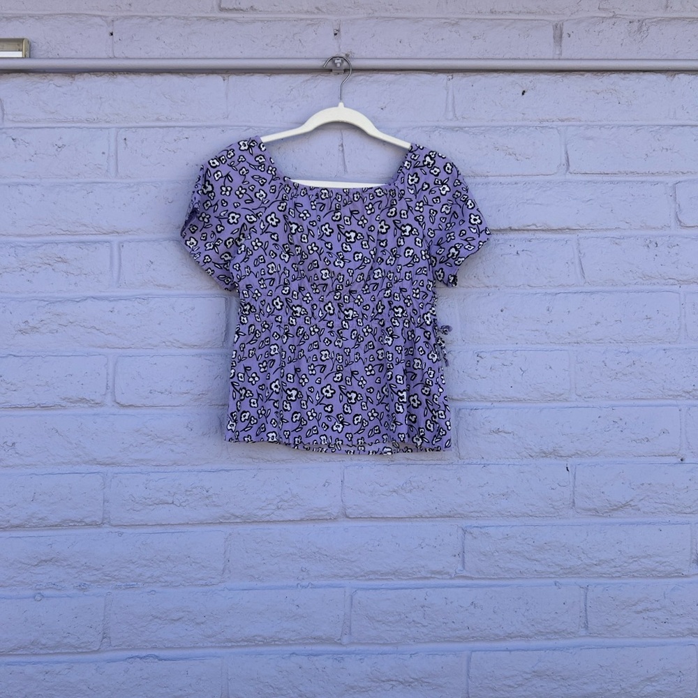 Free Assembly Girls Smocked Lavender Blouse wit Floral Print